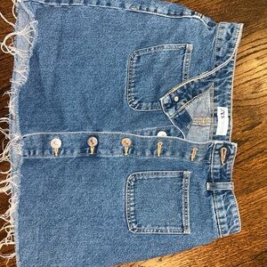 Zara Blue Denim Skirt with Frayed Hem